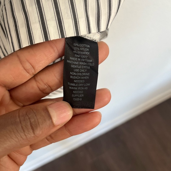 WORTHINGTON BLACK & WHITE STRIPE BLOUSE WITH BUTTONS DOWN THE BACK TOP PORTION - Picture 7 of 7